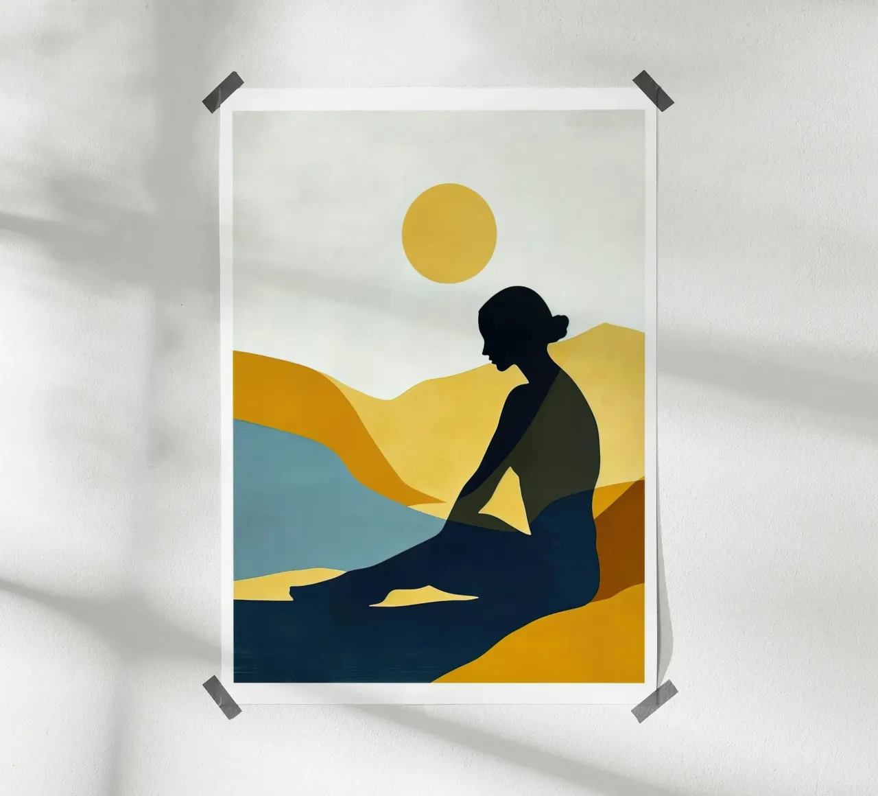 Silhouette di donna, minimalismo 1 carta hahnemühle da Blue Water