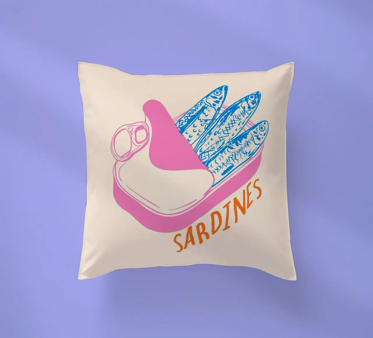 Pastel Sardine Can – Retro Minimalist Food Art cuscino da EDMPROJECT