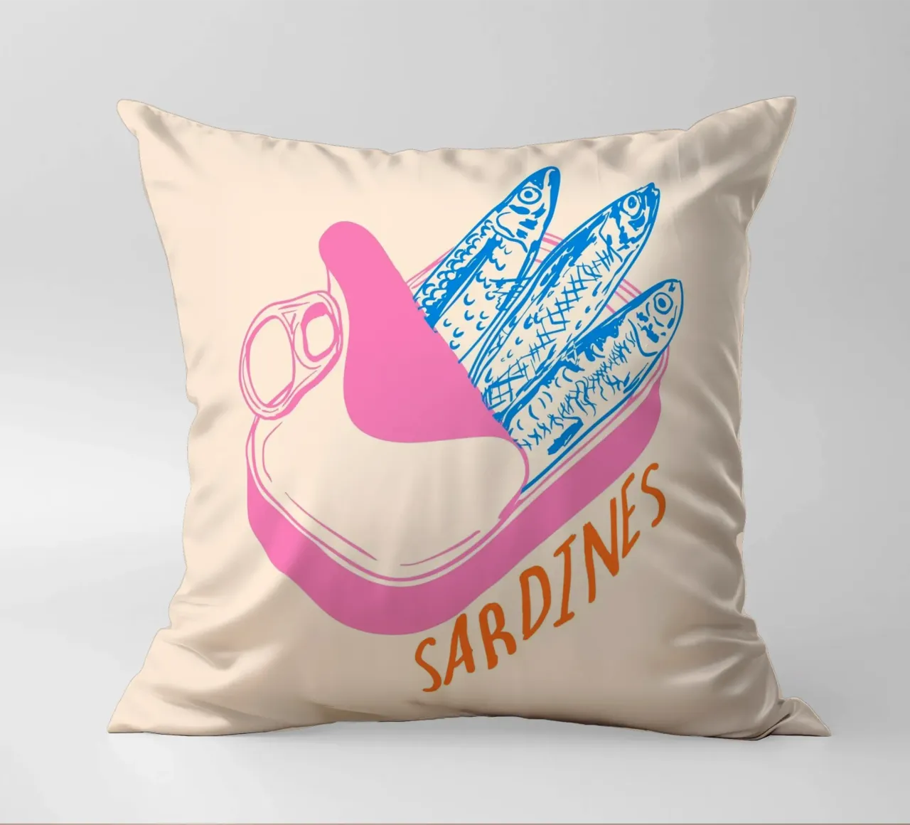 Pastel Sardine Can – Retro Minimalist Food Art cuscino da EDMPROJECT