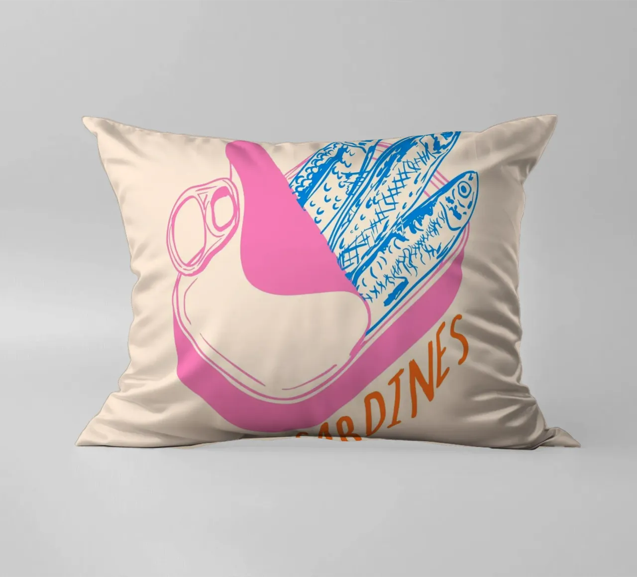 Pastel Sardine Can – Retro Minimalist Food Art cuscino da EDMPROJECT