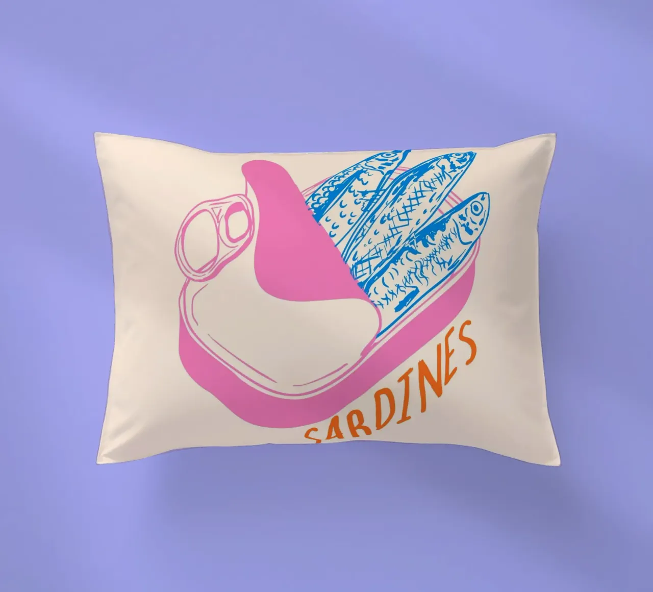 Pastel Sardine Can – Retro Minimalist Food Art cuscino da EDMPROJECT