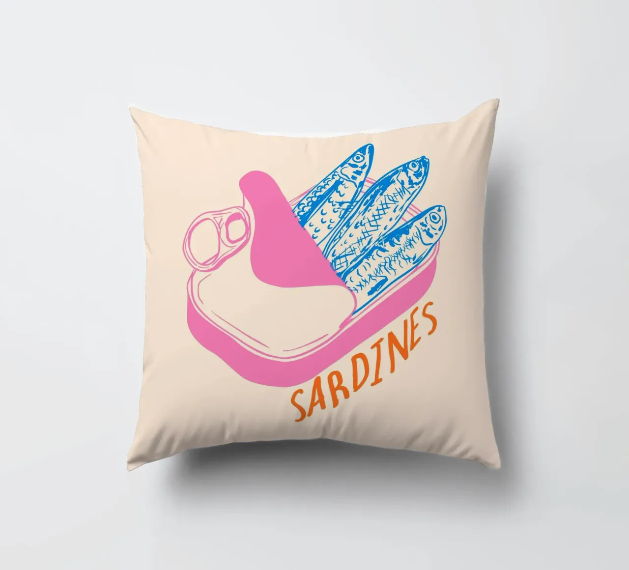 Pastel Sardine Can – Retro Minimalist Food Art cuscino da EDMPROJECT