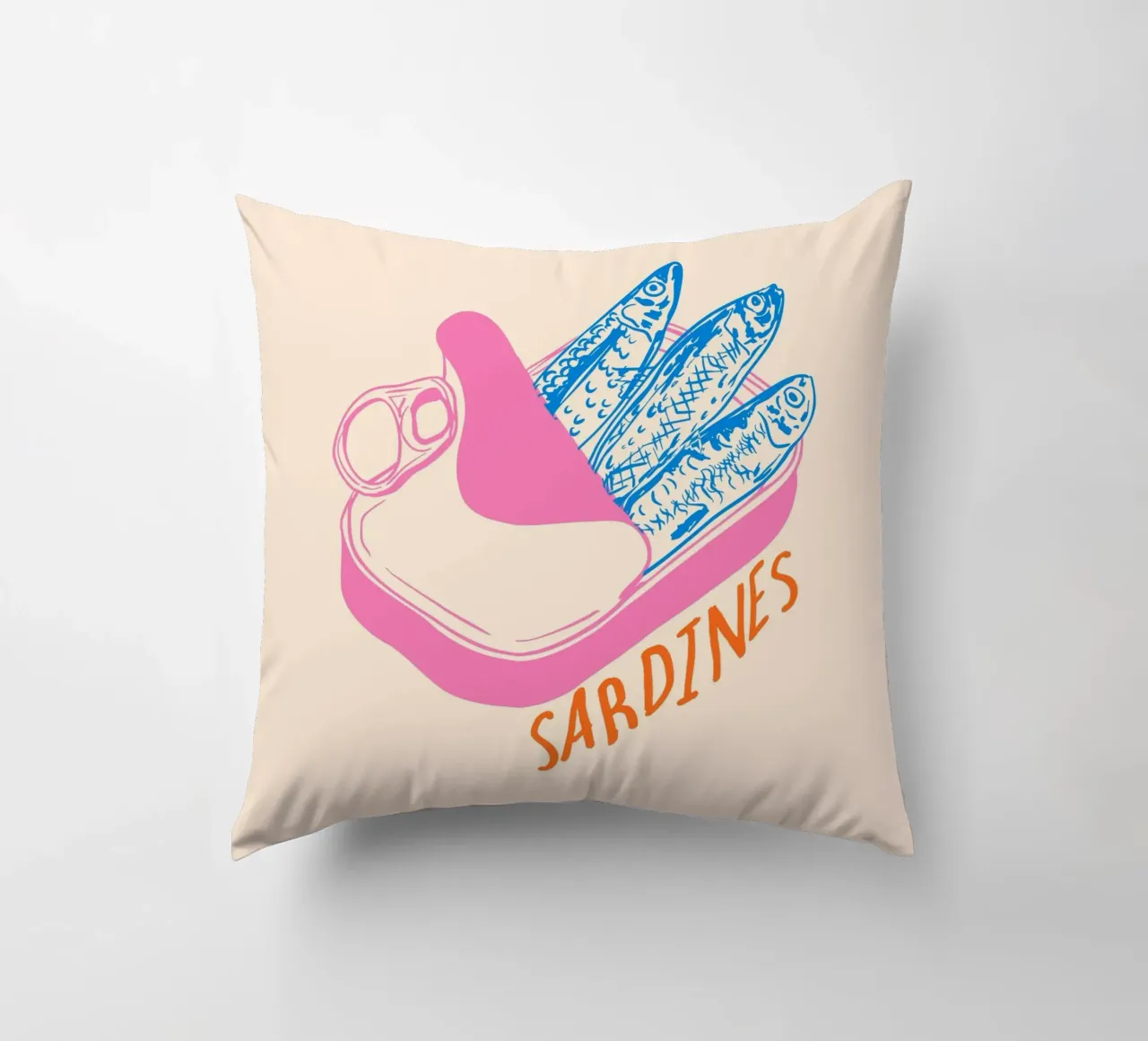 Pastel Sardine Can – Retro Minimalist Food Art cuscino da EDMPROJECT