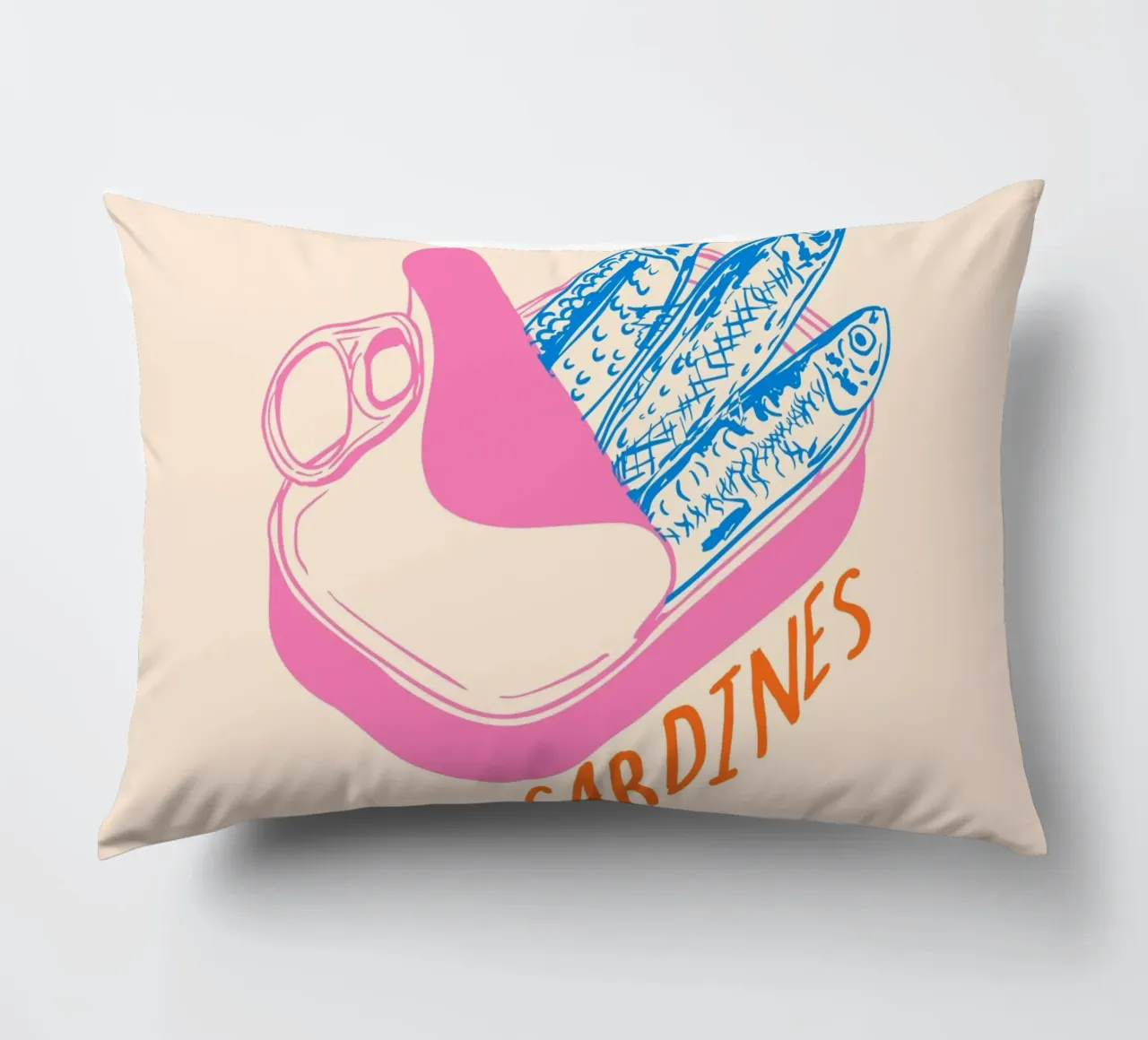 Pastel Sardine Can – Retro Minimalist Food Art cuscino da EDMPROJECT