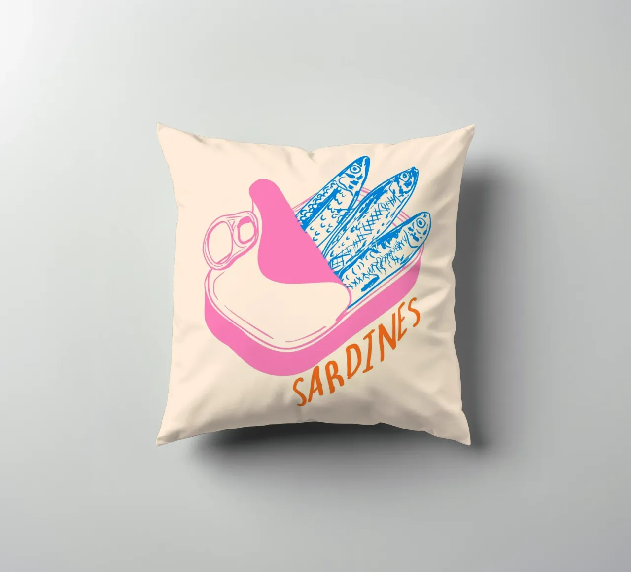 Pastel Sardine Can – Retro Minimalist Food Art cuscino da EDMPROJECT