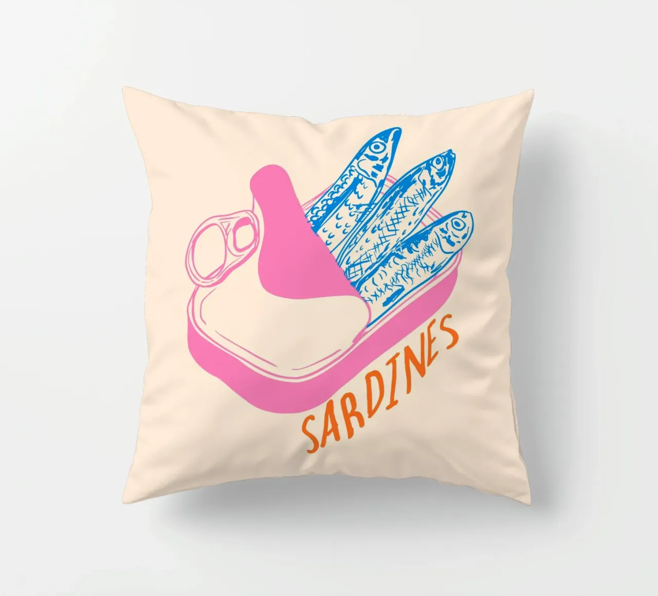 Pastel Sardine Can – Retro Minimalist Food Art cuscino da EDMPROJECT