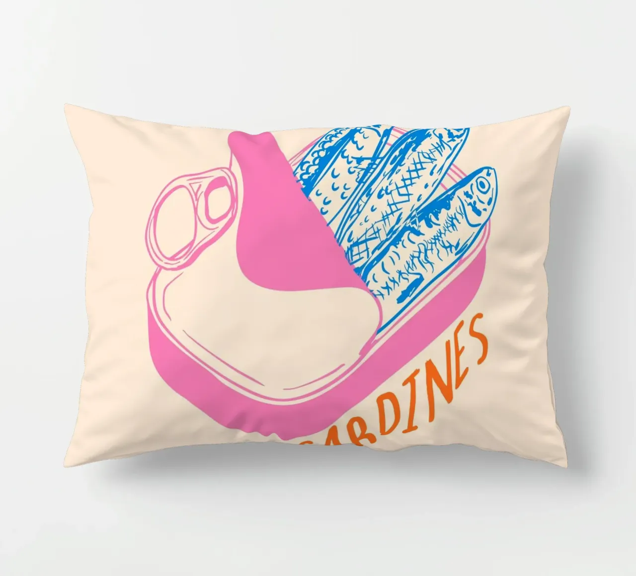 Pastel Sardine Can – Retro Minimalist Food Art cuscino da EDMPROJECT