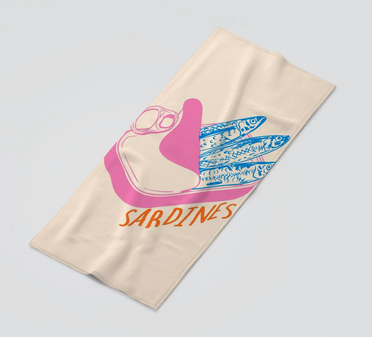 Pastel Sardine Can – Retro Minimalist Food Art telo mare da EDMPROJECT