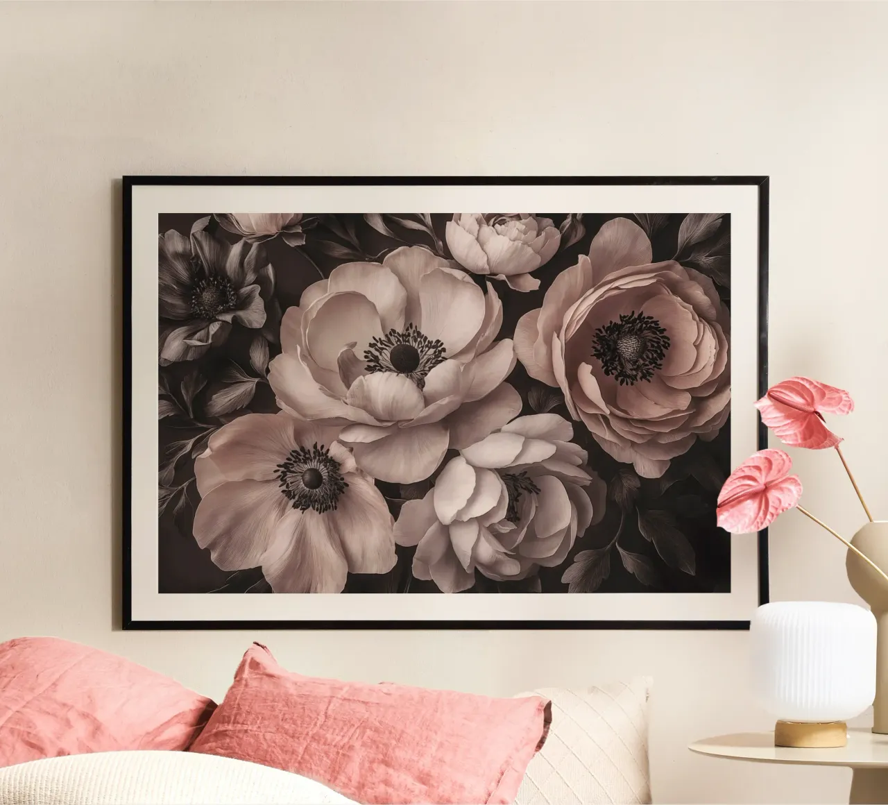 Antiker Blumenschmuck Pastellrosa Poster von Andrea Haase Floral Passion