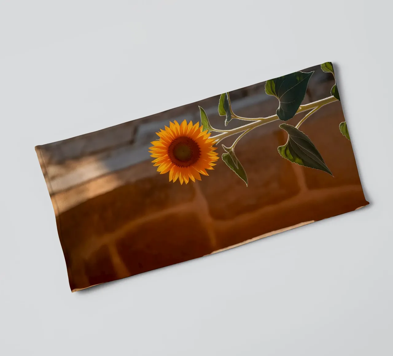 Vibrating sunflower on a hot stone wall towel by Casa Limon