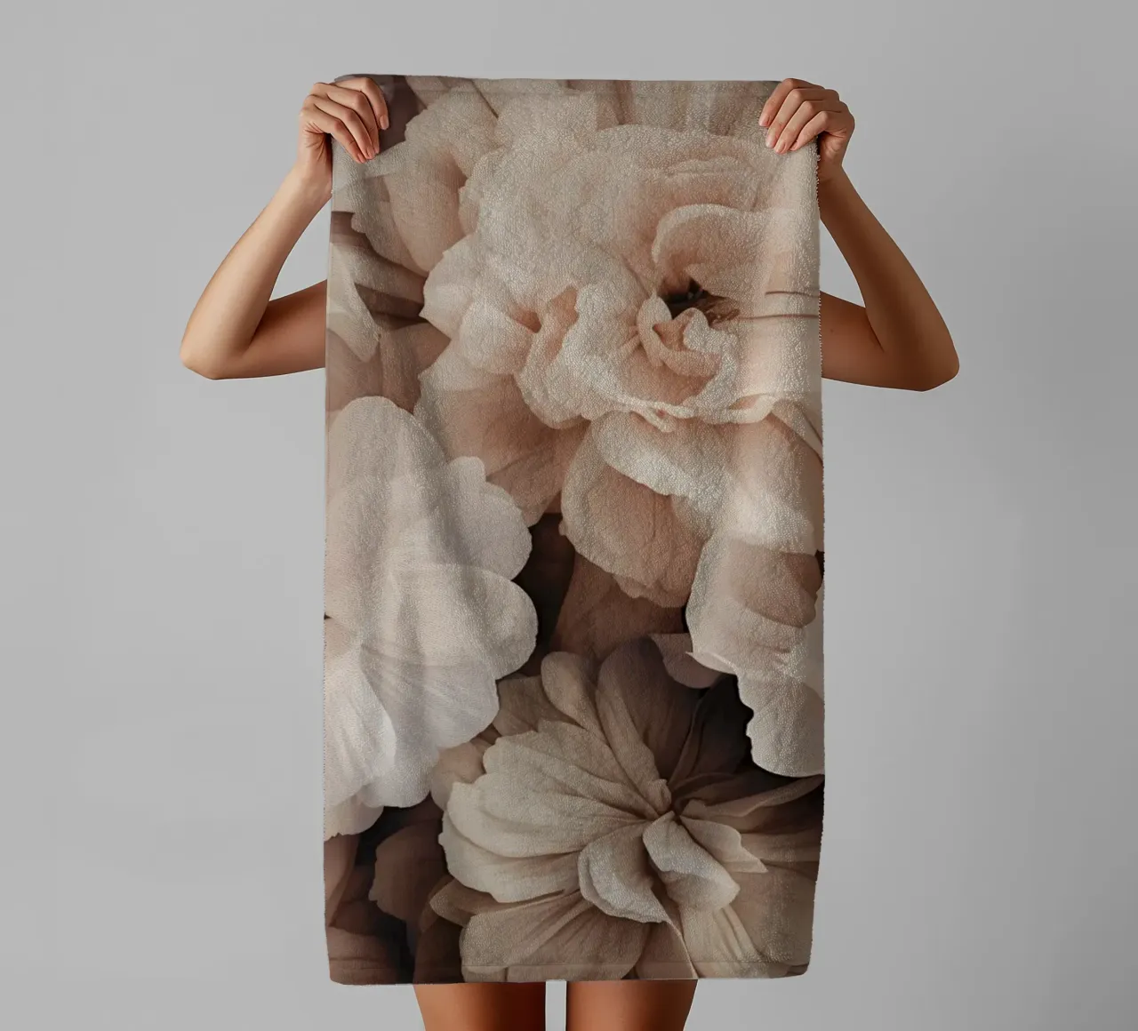 Nostalgic Floral Romance Ivory Peach towel by Andrea Haase Floral Passion