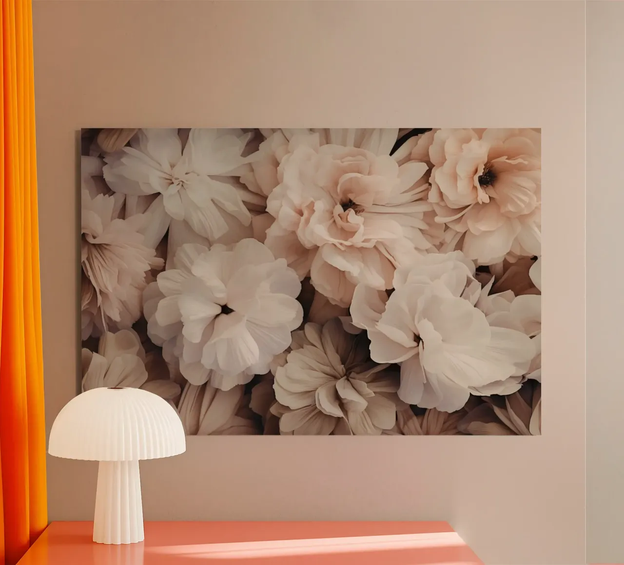 Romanticismo floreale nostalgico Avorio Pesca alluminio dibond da Andrea Haase Floral Passion