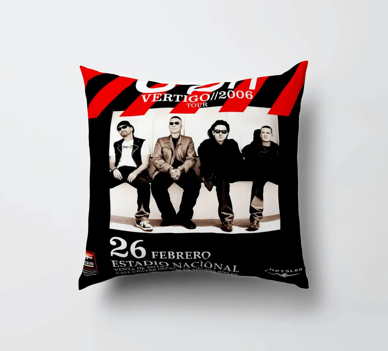 U2 Vertigo 2005 Sold Out CONCERT Tour decorative cushion by DGUnder