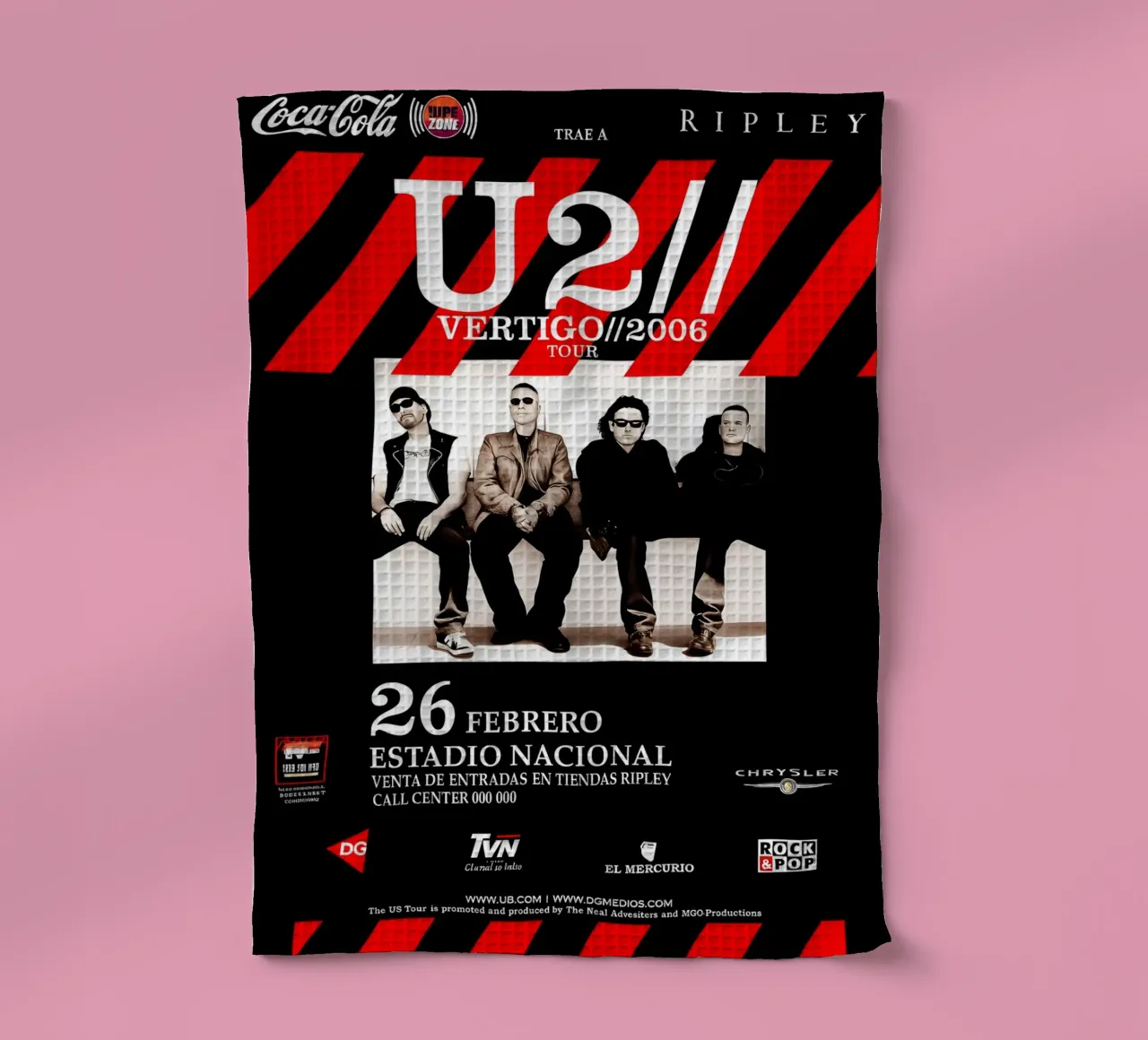 U2 Vertigo 2005 Sold Out CONCERT Tour tea towel by DGUnder