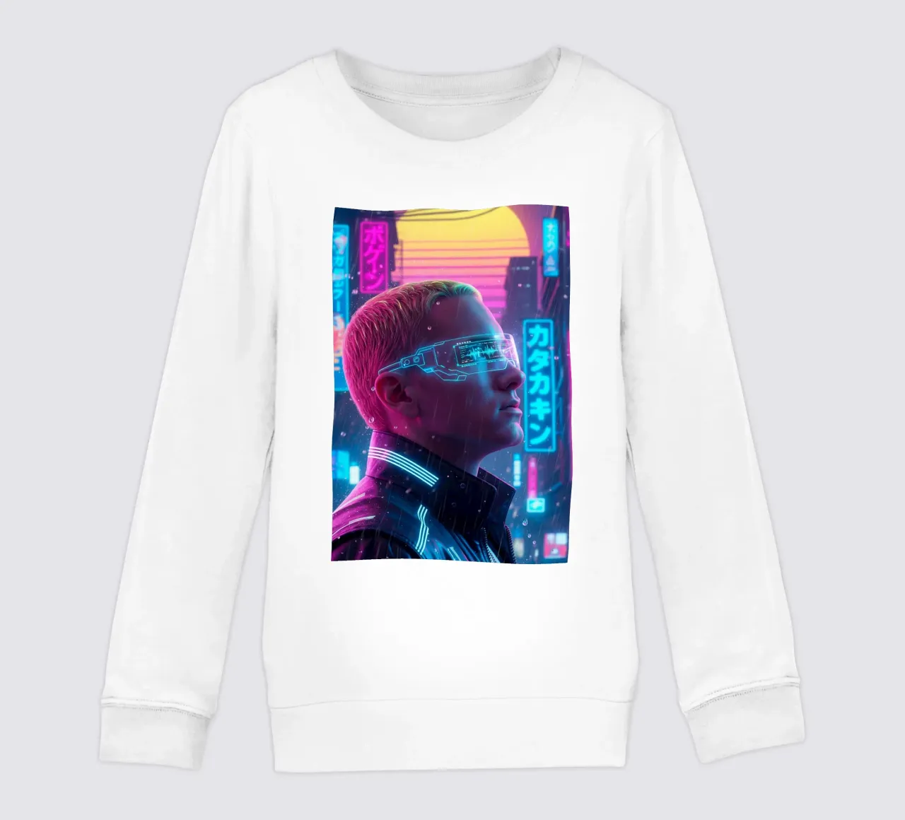 Eminem - Cyber Punk art style kids sweatshirt by Lembayung art