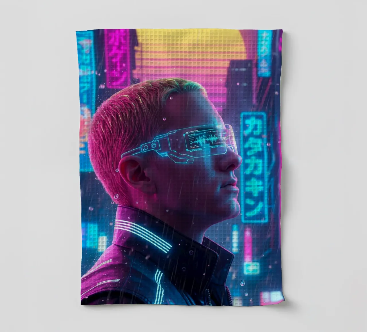 Eminem - Cyber Punk art style tea towel by Lembayung art