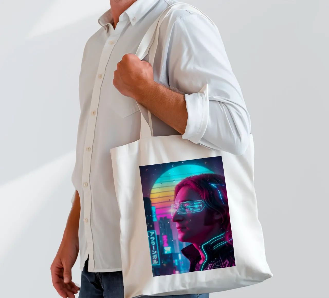 John Lennon - Cyber Punk art style borsa in juta da Lembayung art