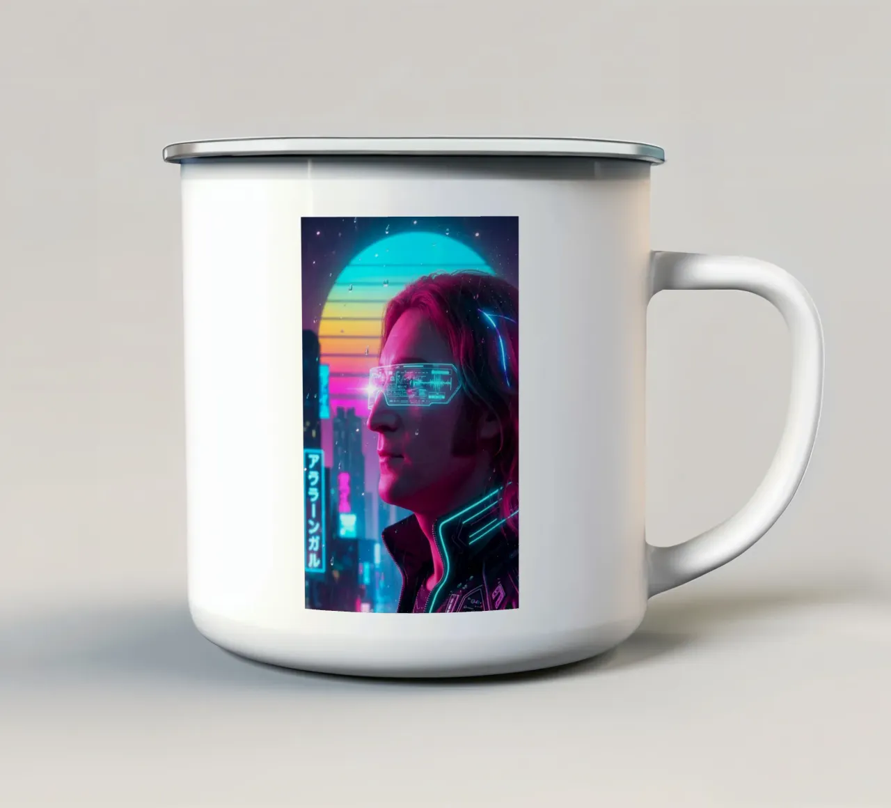 John Lennon - Cyber Punk art style emaille mok van Lembayung art