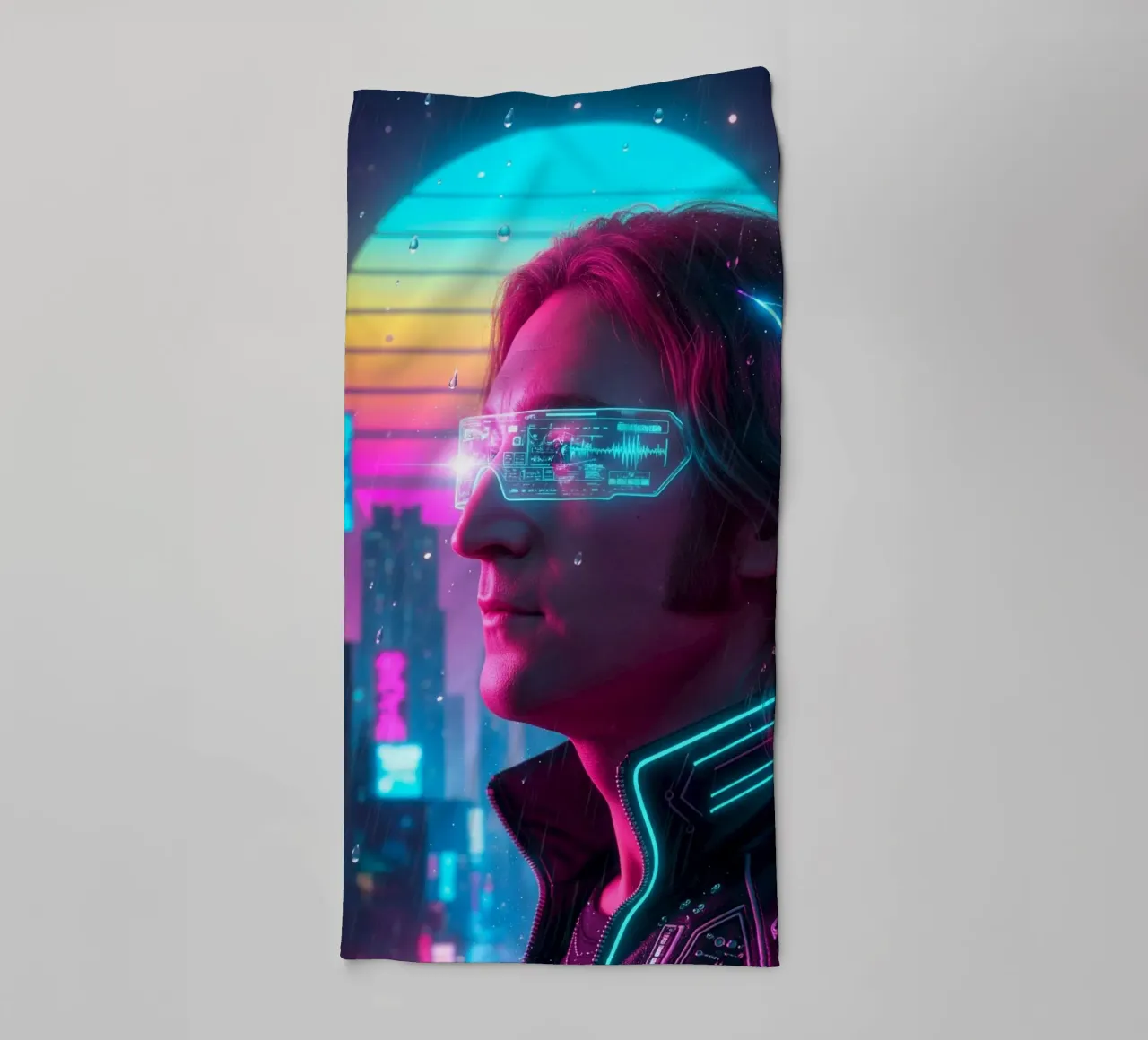 John Lennon - Cyber Punk art style asciugamano da bagno da Lembayung art