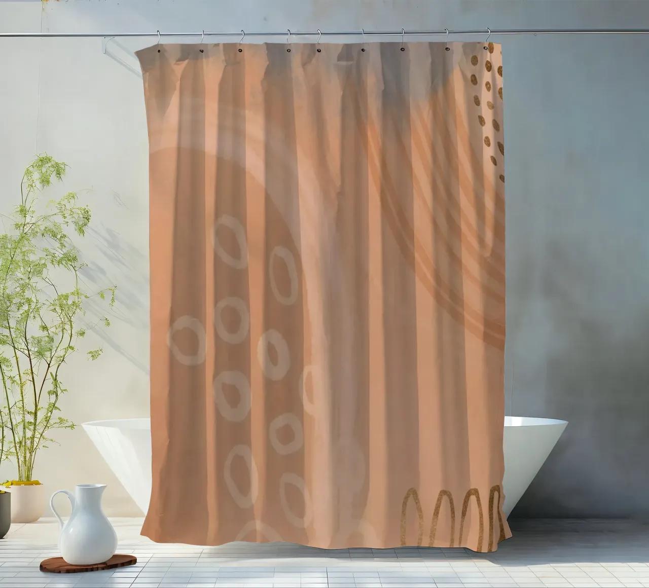 Boho Pastels Peach Fuzz Duschvorhang von Andrea Haase Modern Home