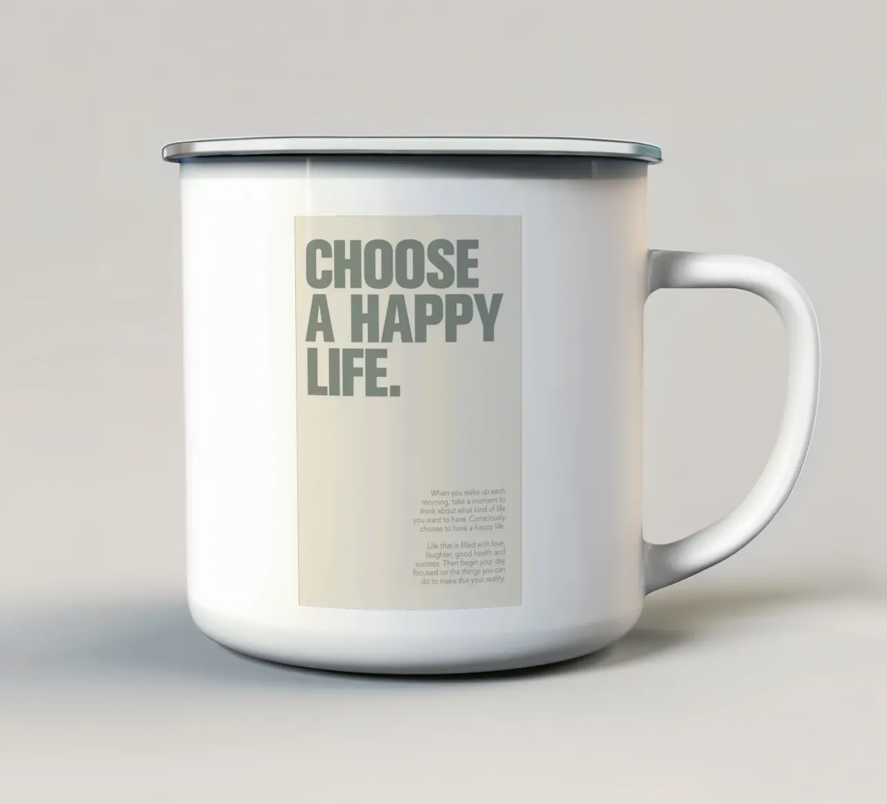 citazione motivazionale testo tipografico tazza in smalto da Eva Rogers