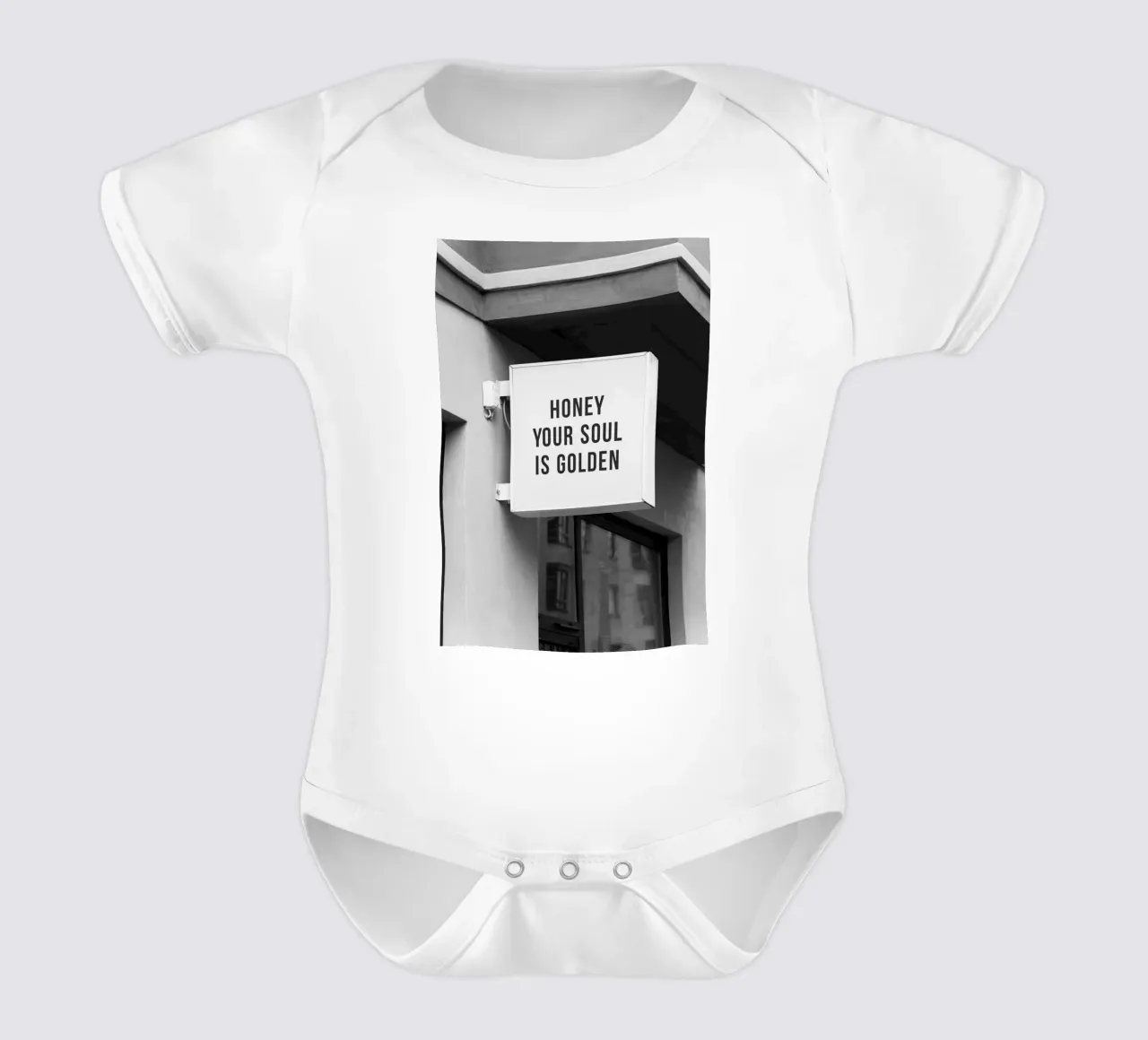 inspirierender Text Gebäude außen Kurzarm Babybody von Eva Rogers