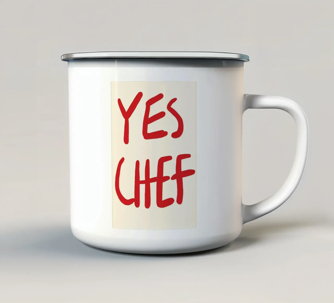 dichiarazione tipografica tazza in smalto da Eva Rogers