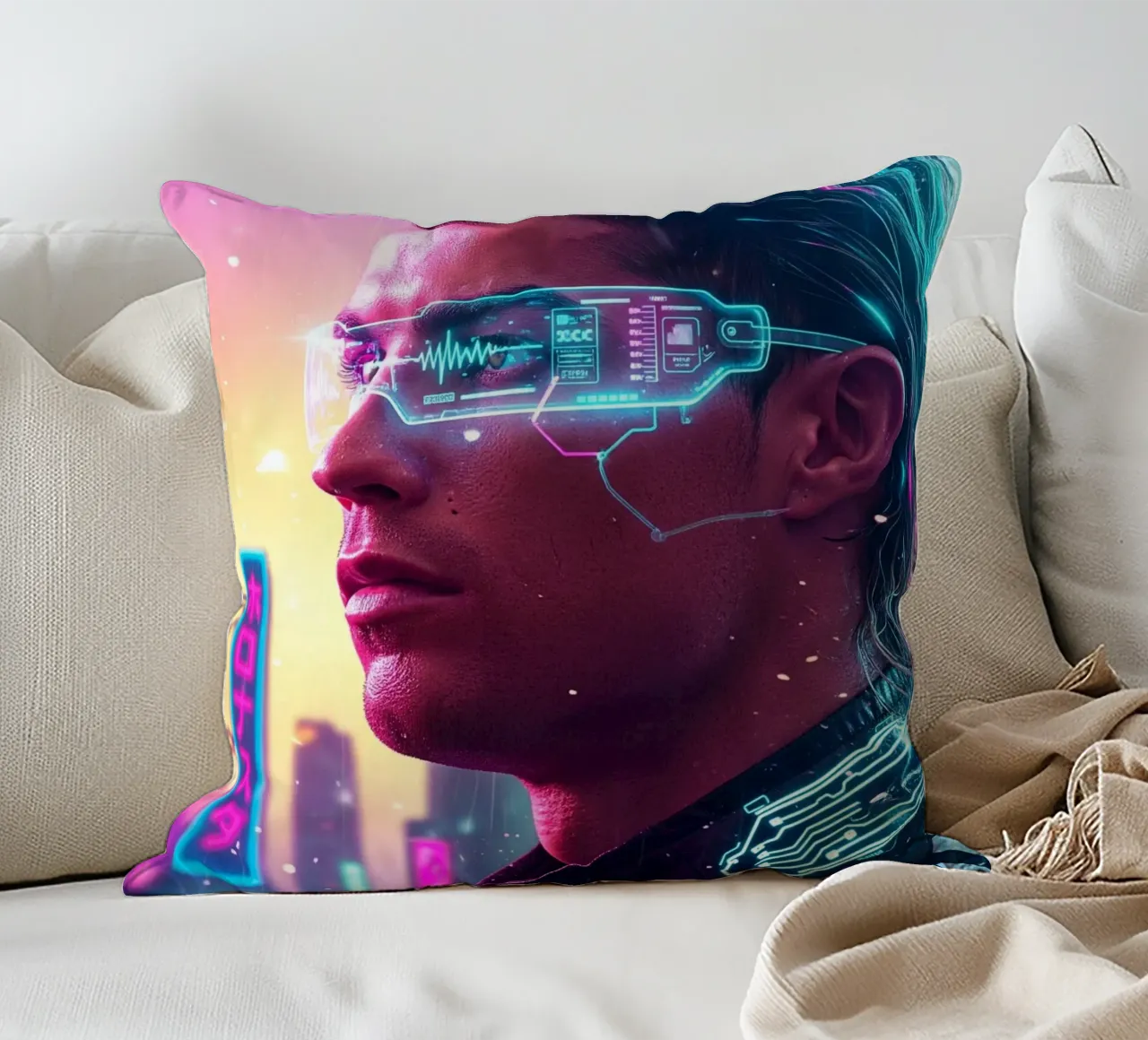 Cristiano Ronaldo - Cyber Punk art style cuscino da Lembayung art