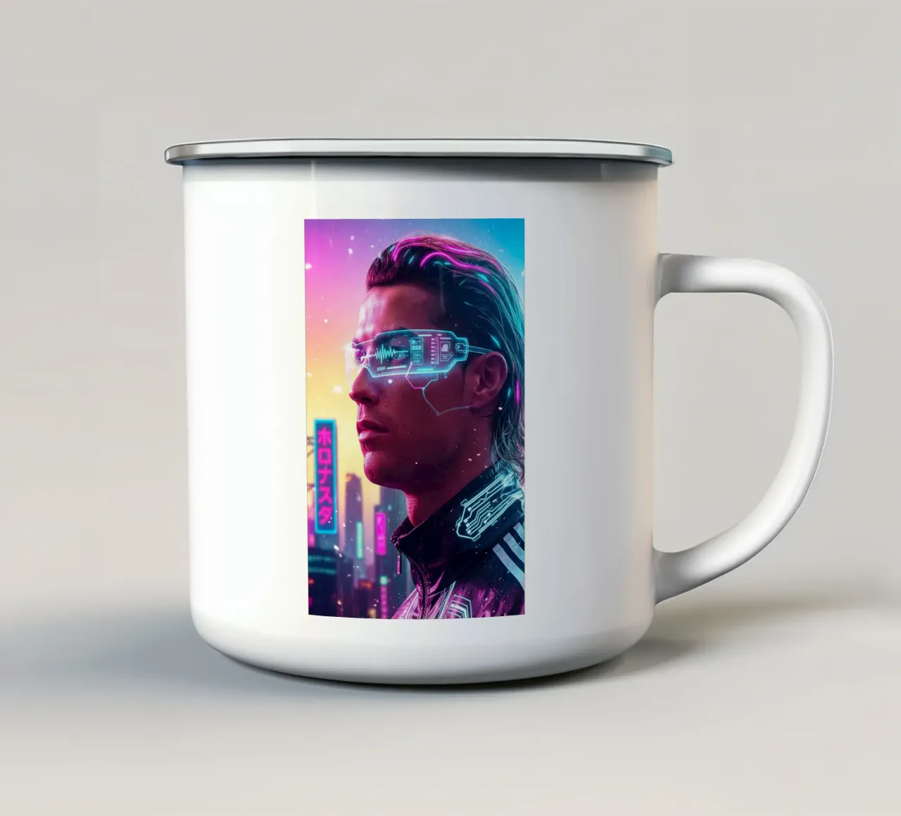 Cristiano Ronaldo - Cyber Punk art style tazza in smalto da Lembayung art