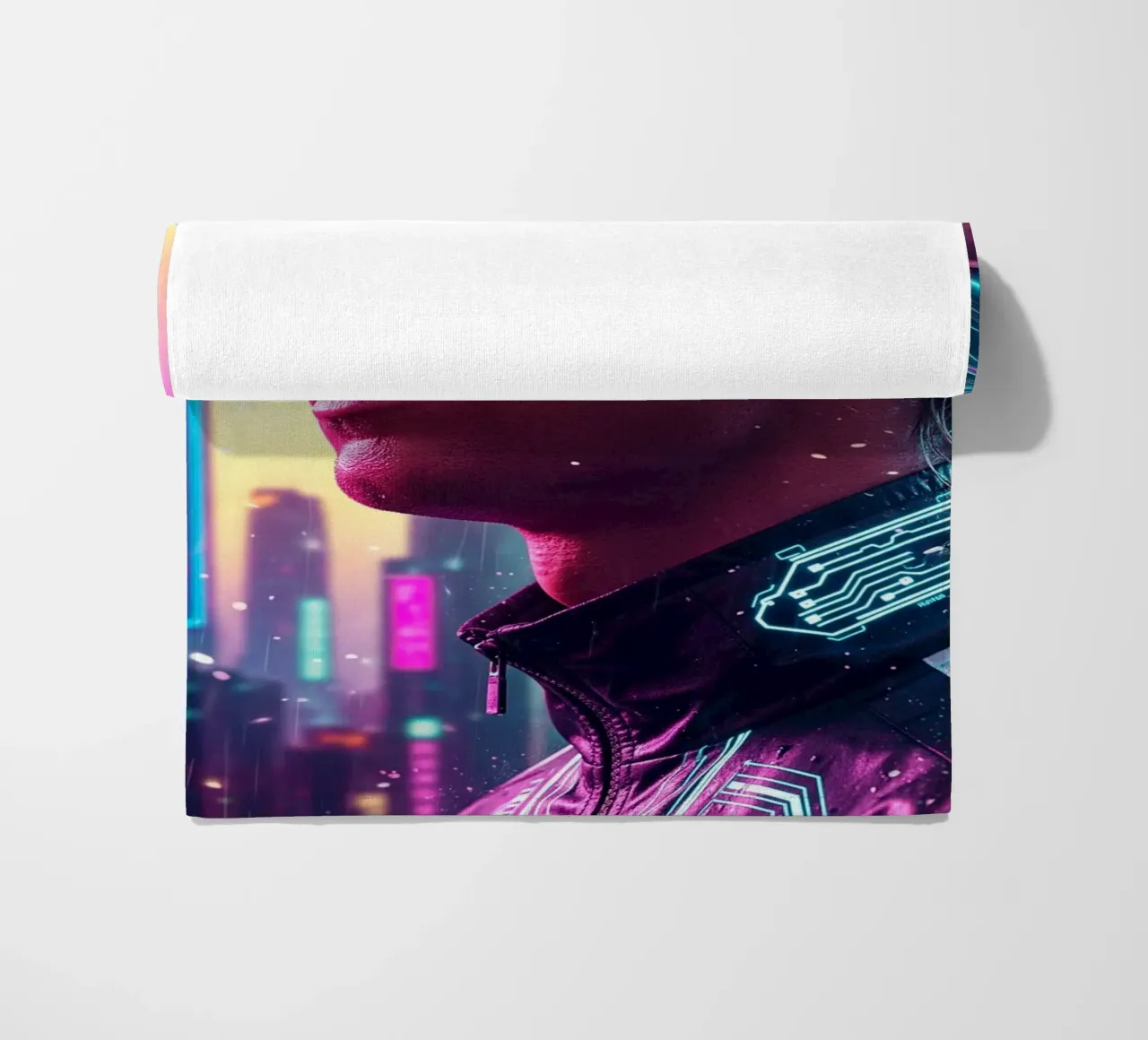 Cristiano Ronaldo - Cyber Punk art style beach towel by Lembayung art