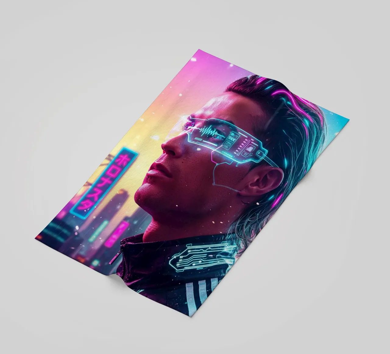 Cristiano Ronaldo - Cyber Punk art style beach towel by Lembayung art