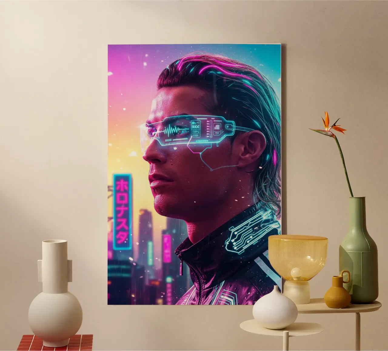 Cristiano Ronaldo - Cyber Punk art style Leinwand von Lembayung art