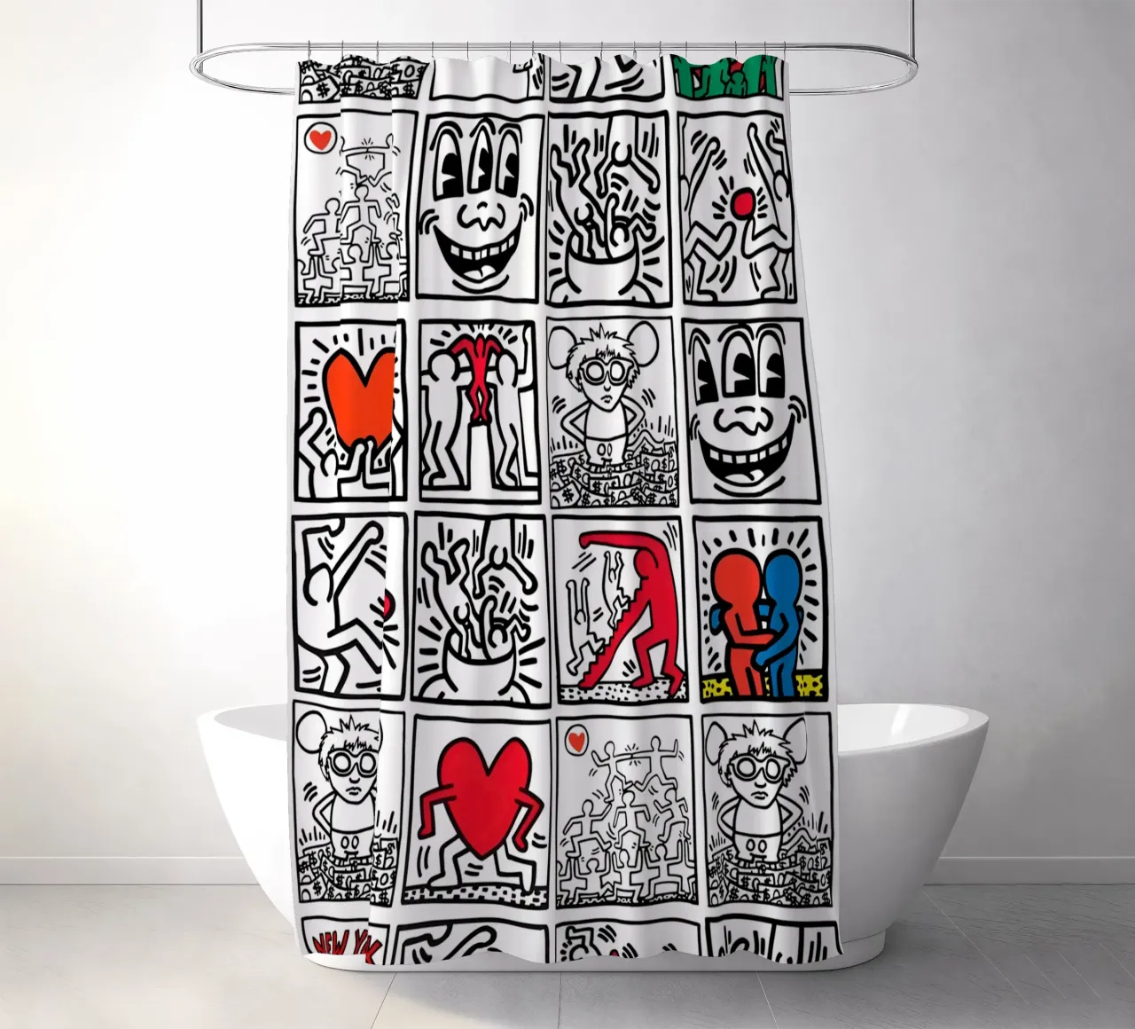 keith Haring - Doodle Abstract tenda da doccia da Deepness