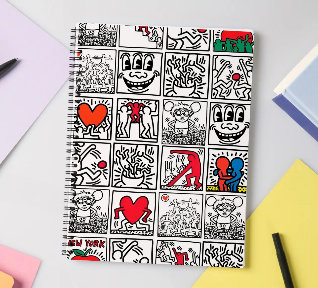 keith Haring - Doodle Abstract diario ad anelli da Deepness