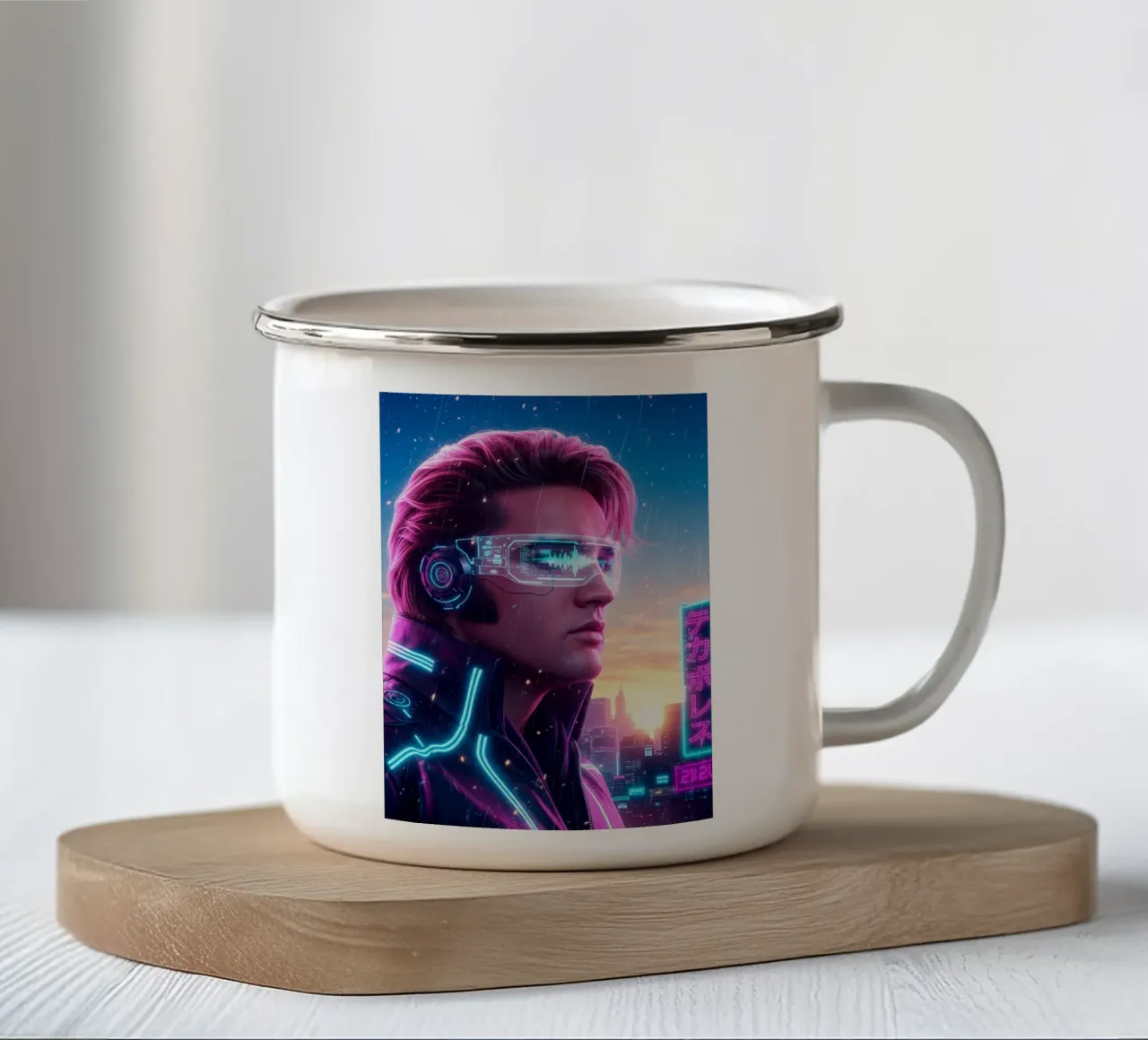 Elvis Presley - Cyber Punk art style tazza in smalto da Lembayung art