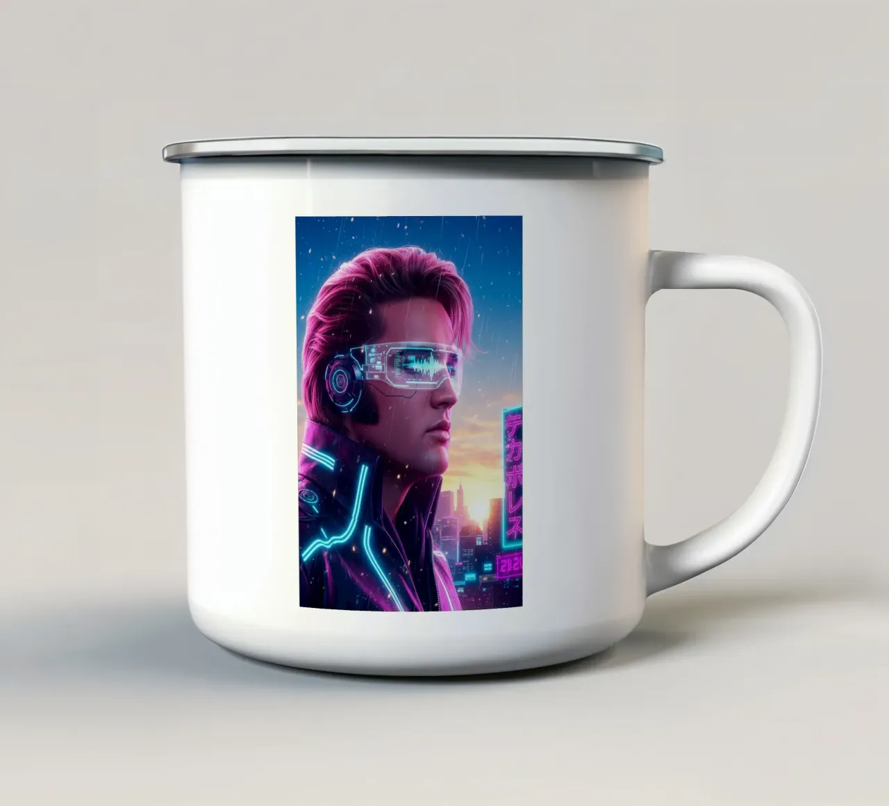 Elvis Presley - Cyber Punk art style tazza in smalto da Lembayung art