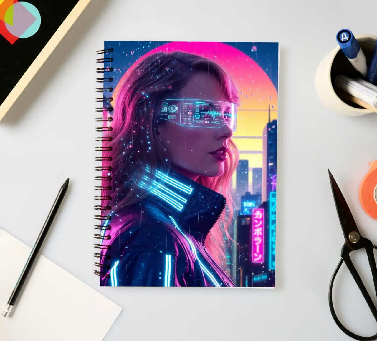 Taylor Swift - Cyber Punk art style (1) diario ad anelli da Lembayung art