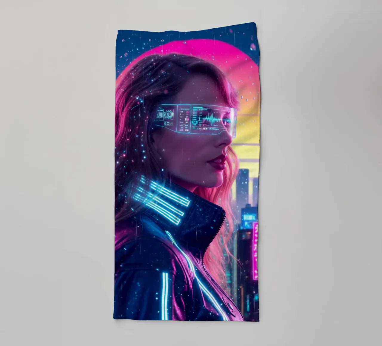 Taylor Swift - Cyber Punk art style (1) asciugamano da bagno da Lembayung art