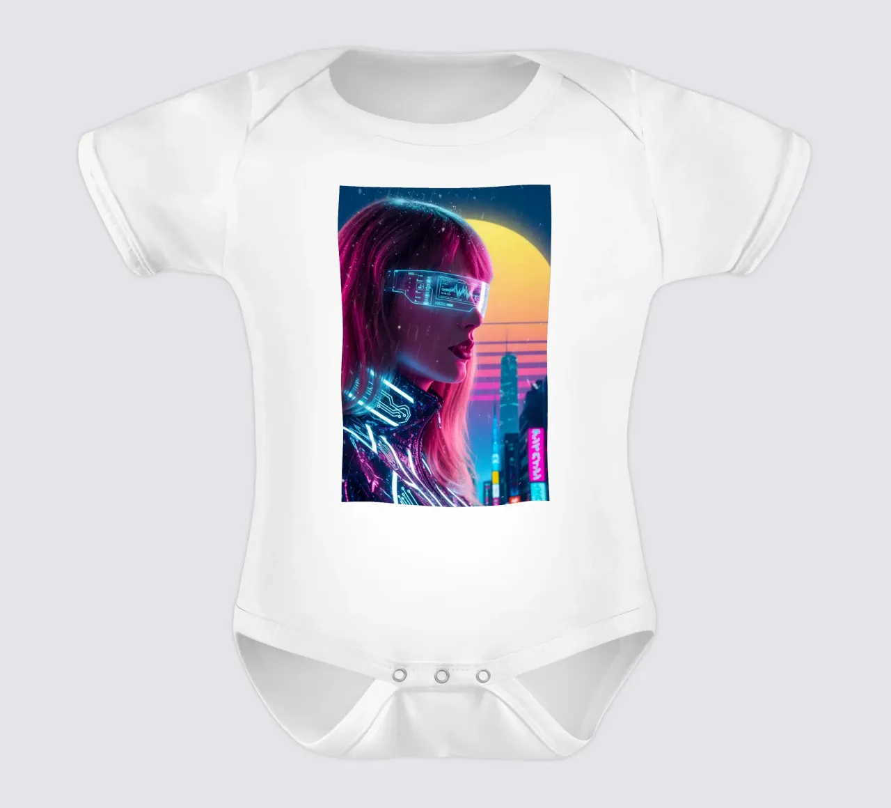Taylor Swift - Cyber Punk art style (2) body neonato maniche corte da Lembayung art