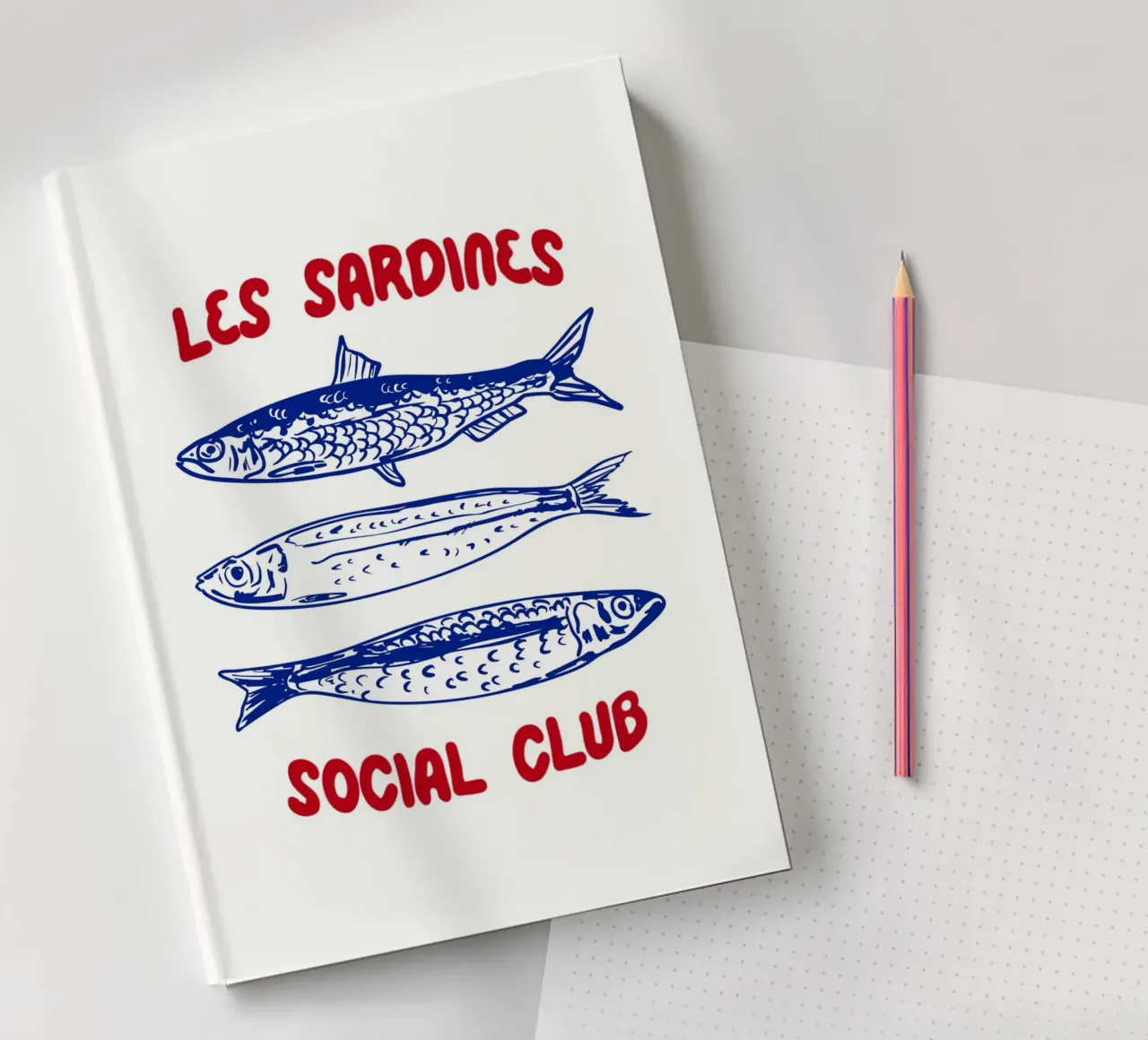 Les Sardine Social Club – Vintage French Seafood Art notebook by EDMPROJECT