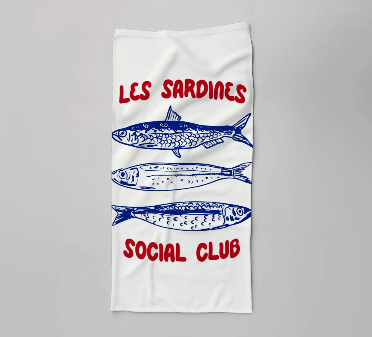 Les Sardine Social Club – Vintage French Seafood Art towel by EDMPROJECT