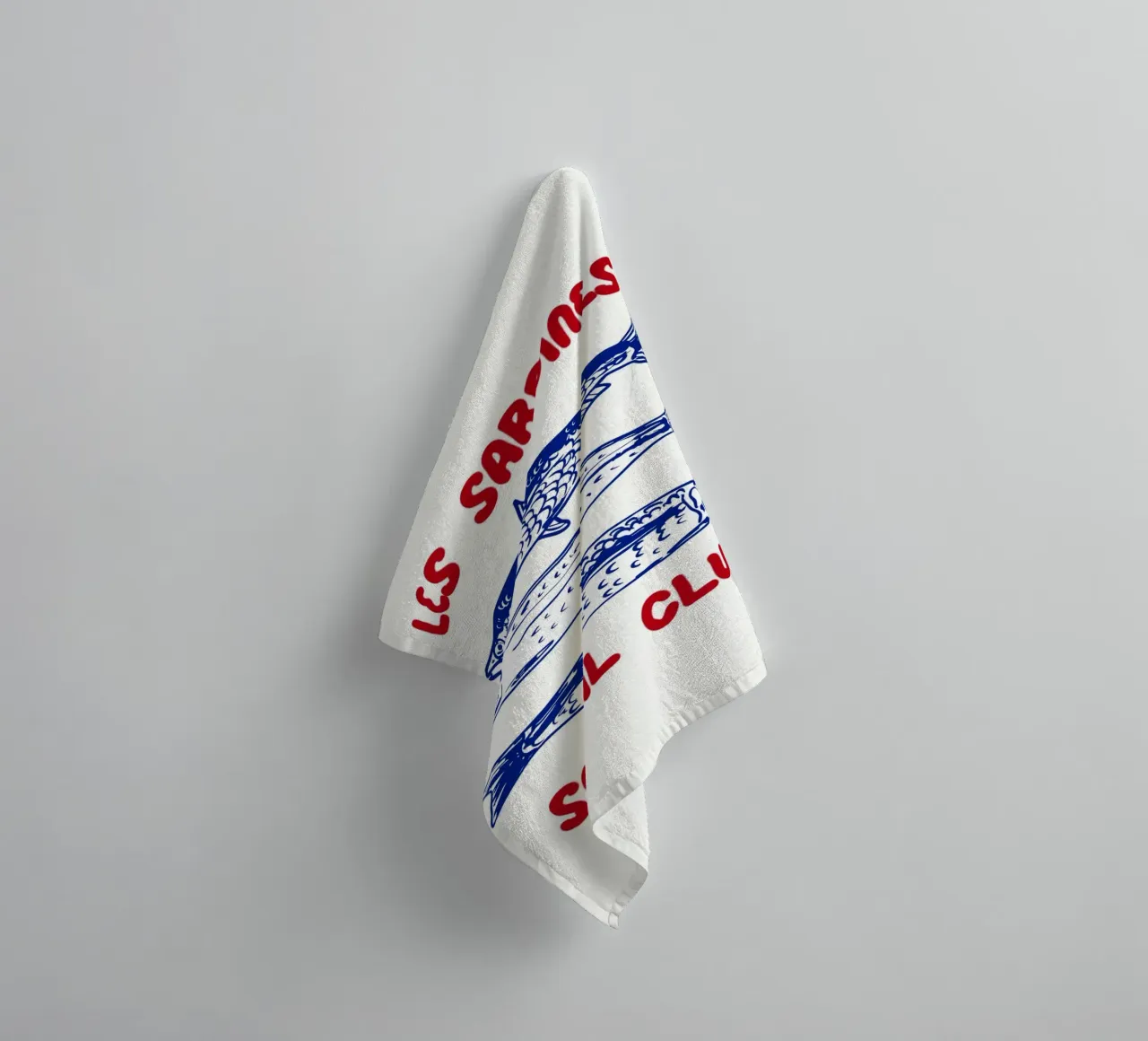 Les Sardine Social Club – Vintage French Seafood Art towel by EDMPROJECT