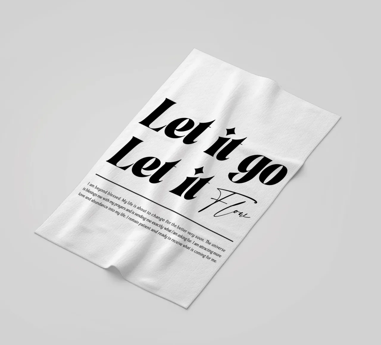 quote text typography beach towel by Eva Rogers