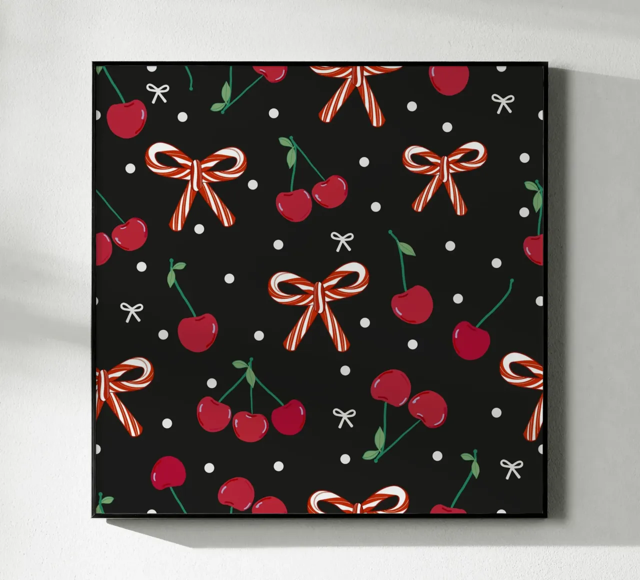 Cherries with candy cane Christmas design acrylic glass by gulsengunel
