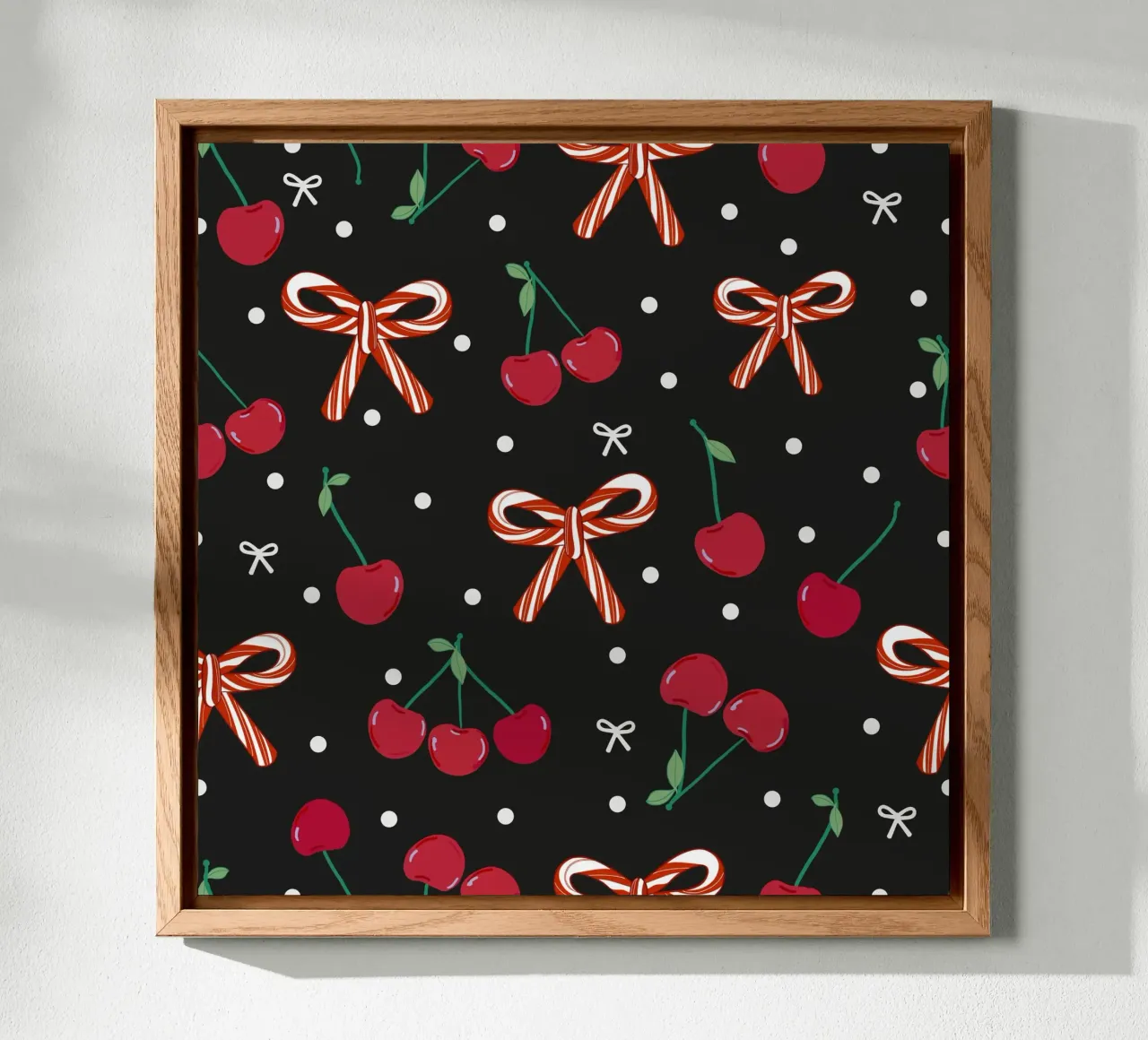 Cherries with candy cane Christmas design alu-dibond by gulsengunel