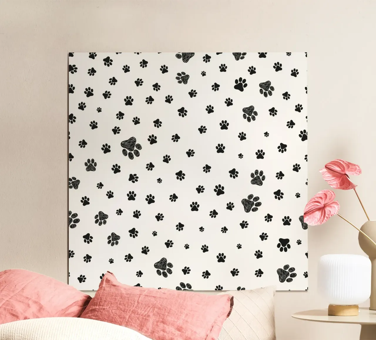 Doodle black paw prints poster by gulsengunel