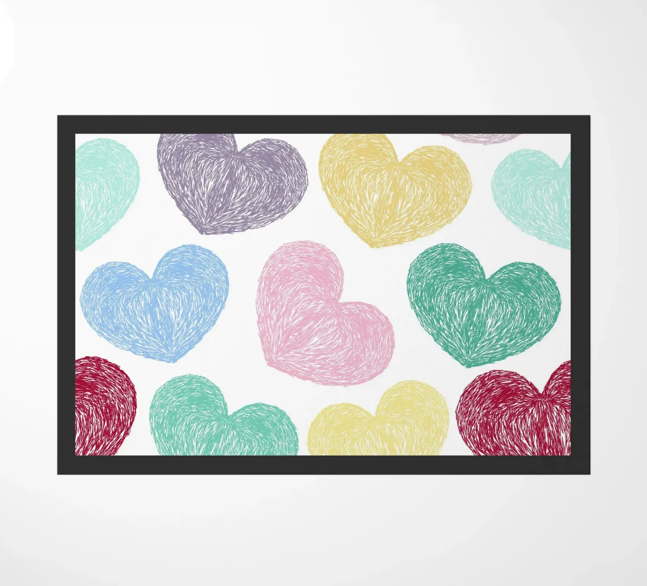 Doodle hearts seamless colorful pattern doormat by gulsengunel