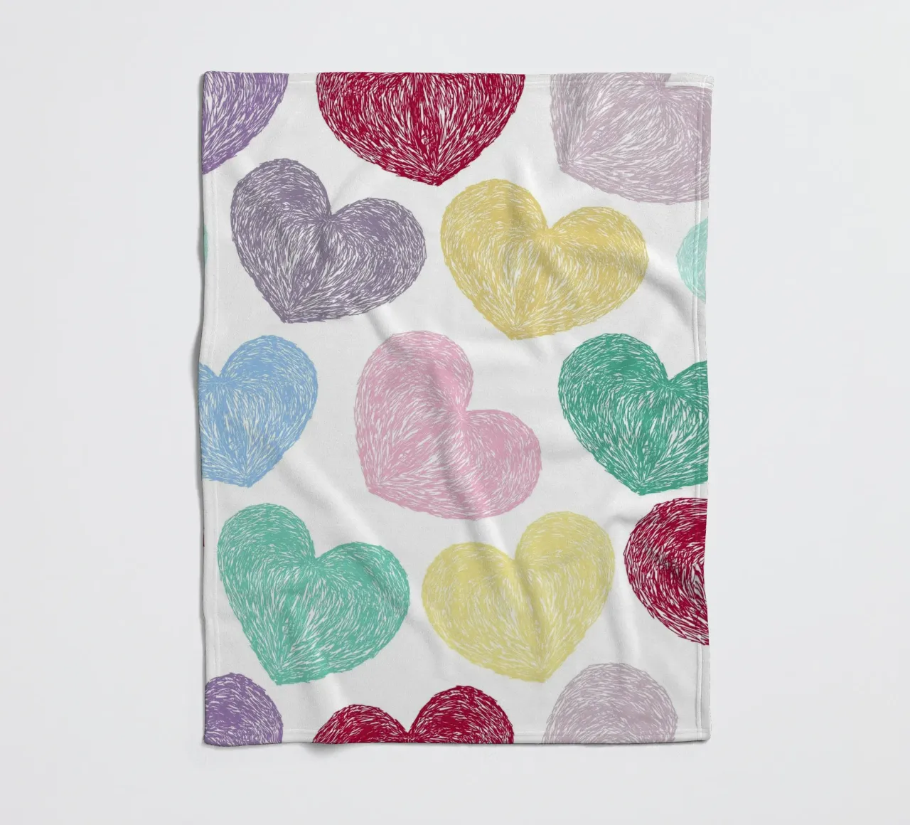 Doodle hearts seamless colorful pattern fleece blanket by gulsengunel