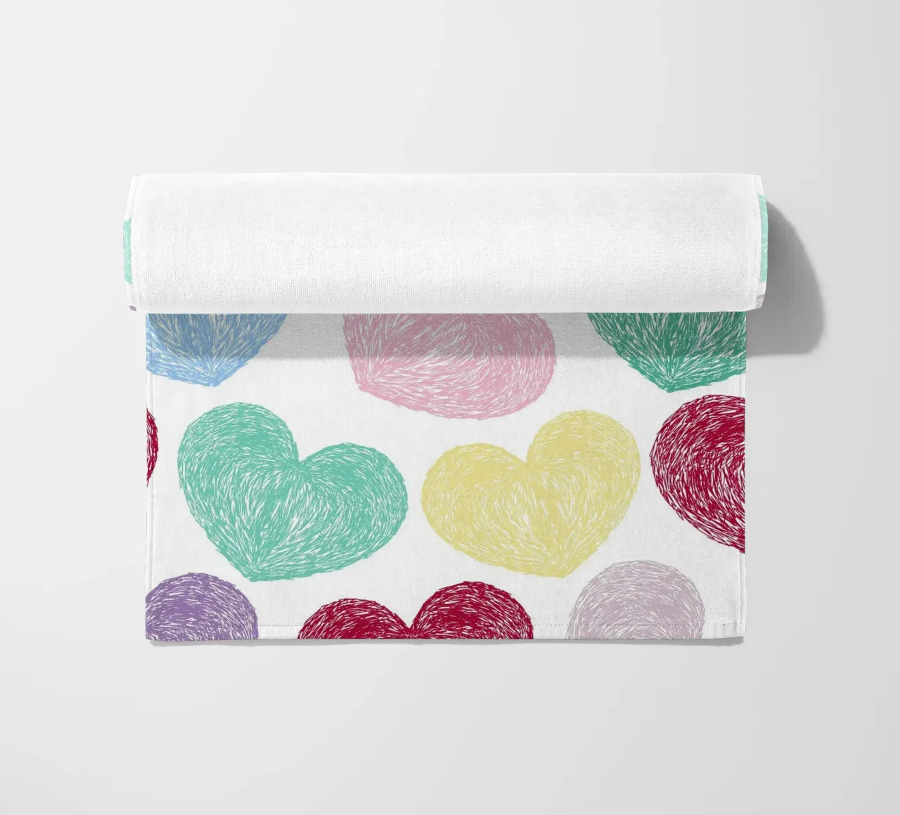 Doodle hearts seamless colorful pattern beach towel by gulsengunel