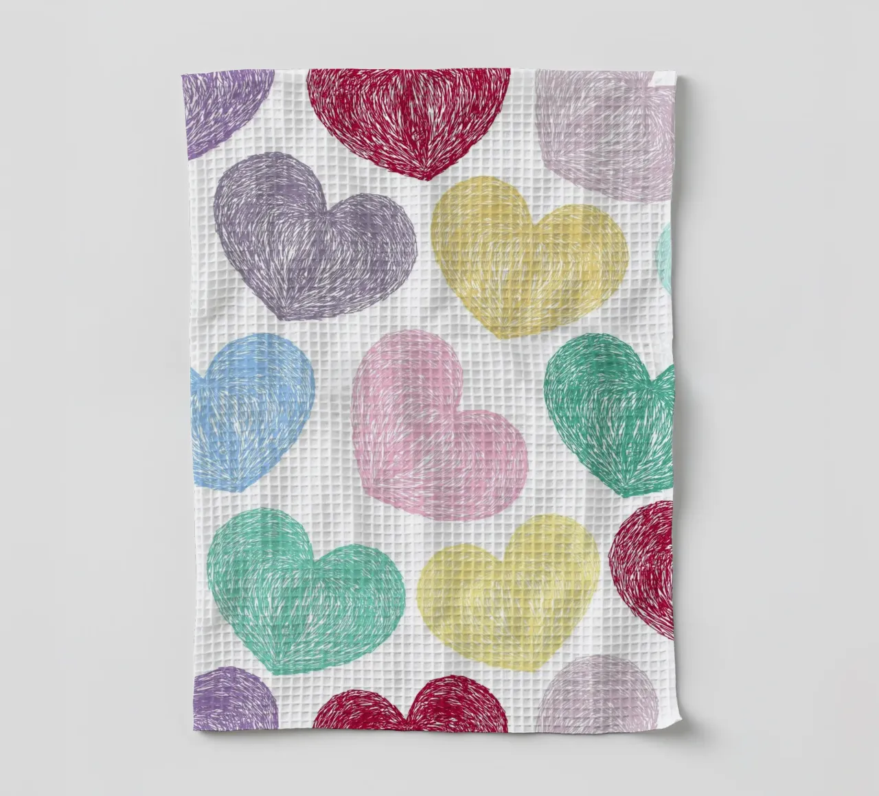 Coeurs gribouillés, motif coloré sans couture torchon de gulsengunel